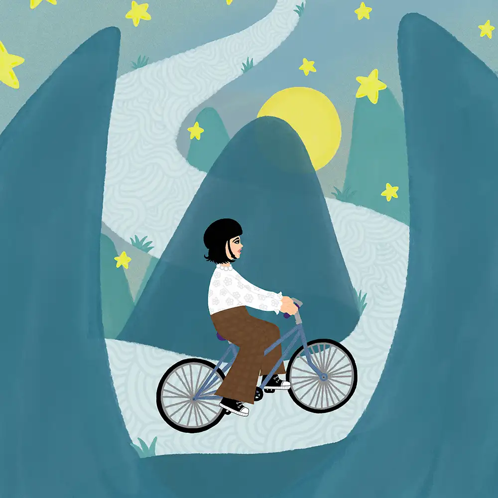 「片道のサイクリングロード」朝日美穂アートワーク