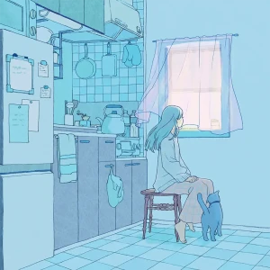 「後ろ髪を引かれて」猫は液体アートワーク